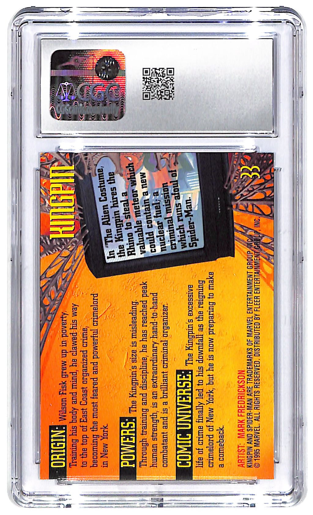 1995 Kingpin Fleer Ultra Spider-Man #33 CGC Mint Plus 9.5