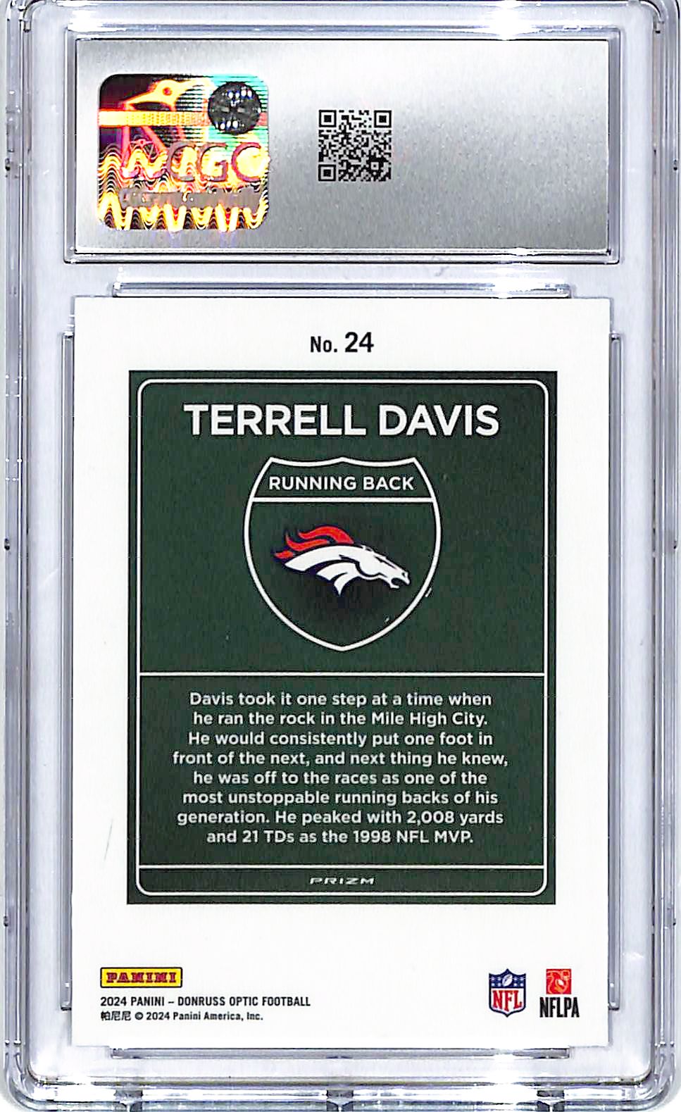 2024 Donruss Optic Terrell Davis Downtown #34 CGC 10 Broncos