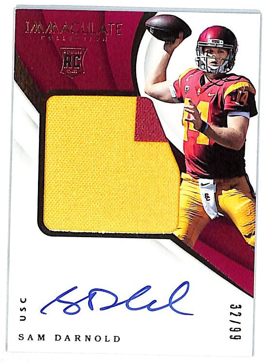 2018 Immaculate Collegiate Sam Darnold Auto Autograph Patch Jersey Rookie RC /99 USC