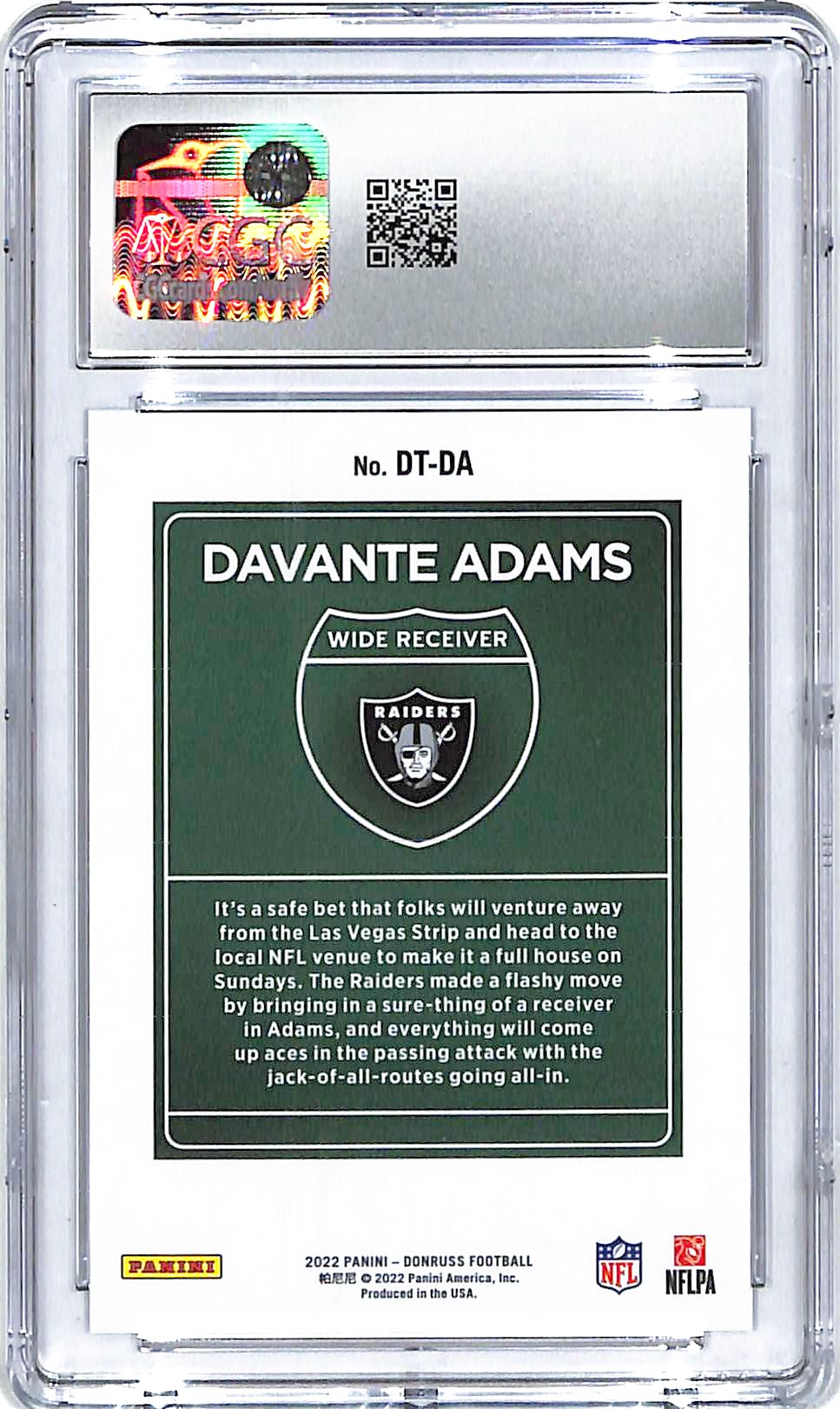 2022 Donruss Davante Adams Downtown CGC 9 Raiders