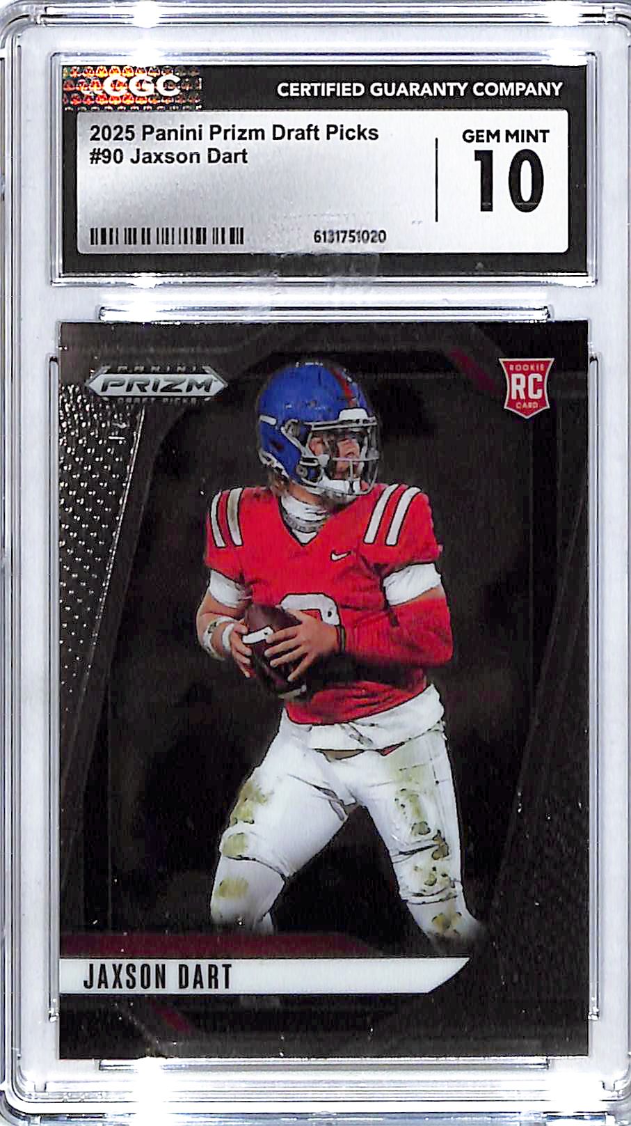 2025 Prizm Draft Picks Jaxson Dart Rookie RC #90 CCG 10 Ole Miss