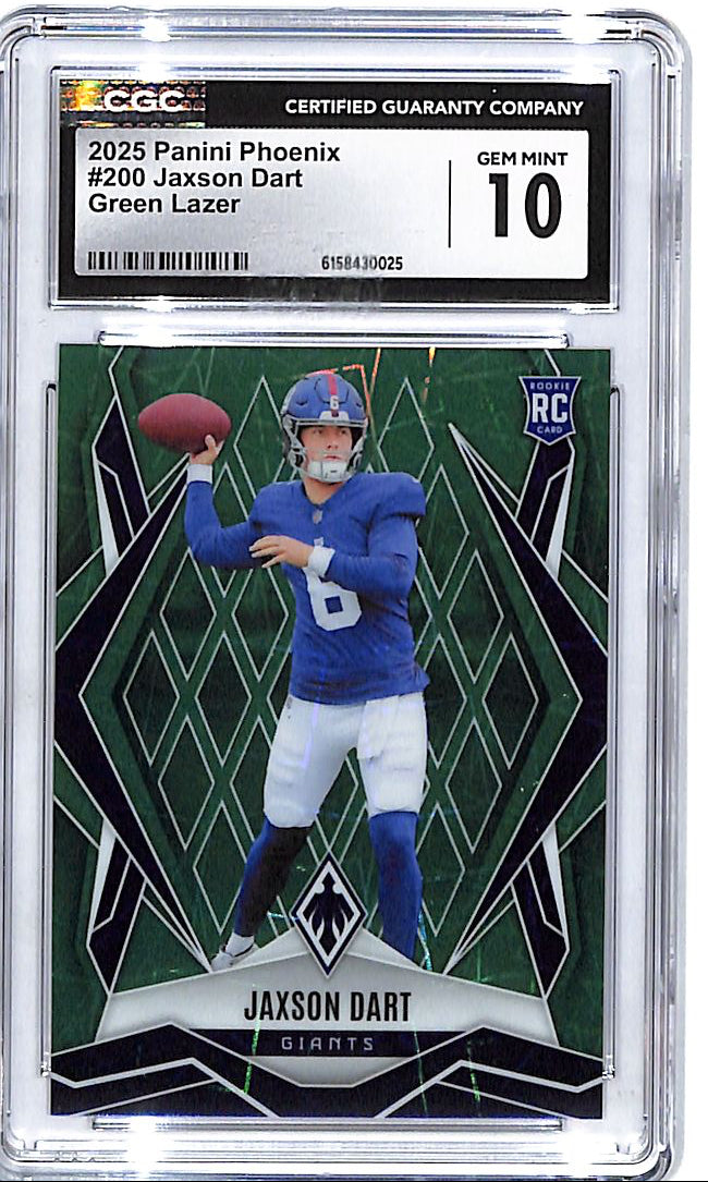2025 Phoenix Jaxson Dart Green lazer Rookie RC /49 CGC 10 Giants