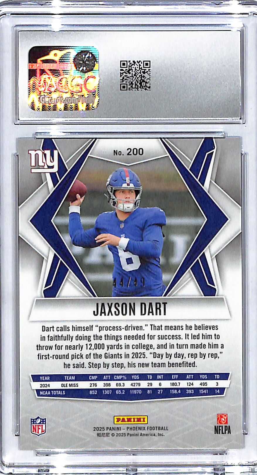 2025 Phoenix Jaxson Dart Green lazer Rookie RC /49 CGC 10 Giants