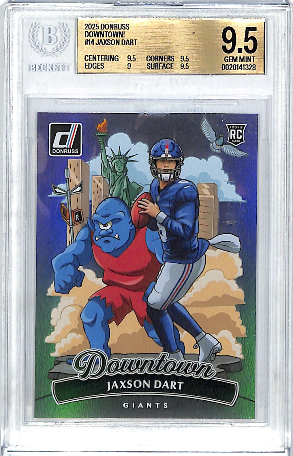 2025 Donruss Jaxson Dart Downtown Rookie RC #14 BGS 9.5 Giants