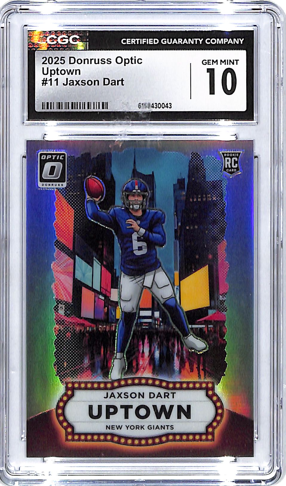 2025 Donruss Optic Jaxson Dart Uptown Rookie RC #11 CGC 10 Giants