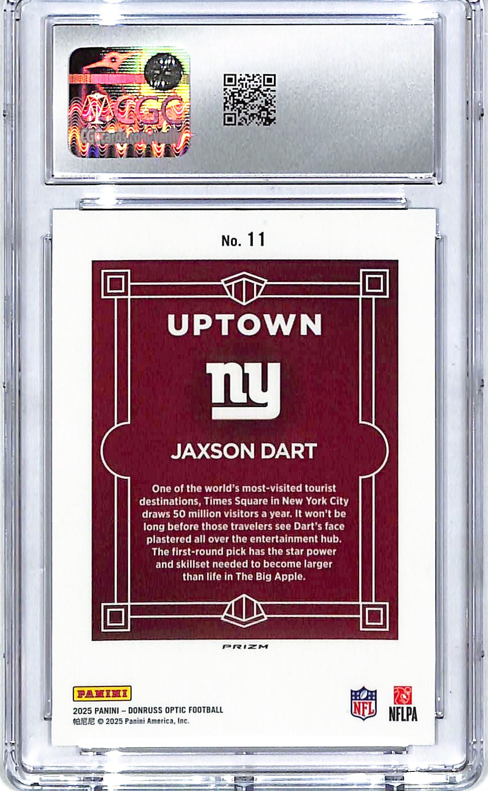 2025 Donruss Optic Jaxson Dart Uptown Rookie RC #11 CGC 10 Giants