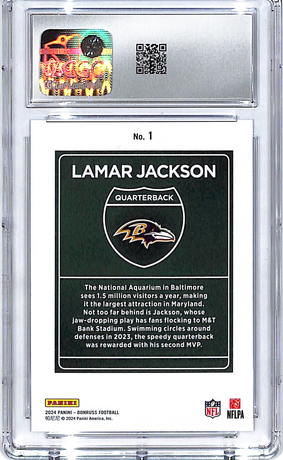 2024 Donruss Lamar Jackson Downtown #1 CGC 9 Ravens