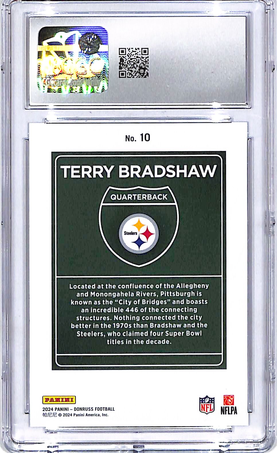 2024 Donruss Terry Bradshaw Downtown #10 CGC 8.5 Steelers