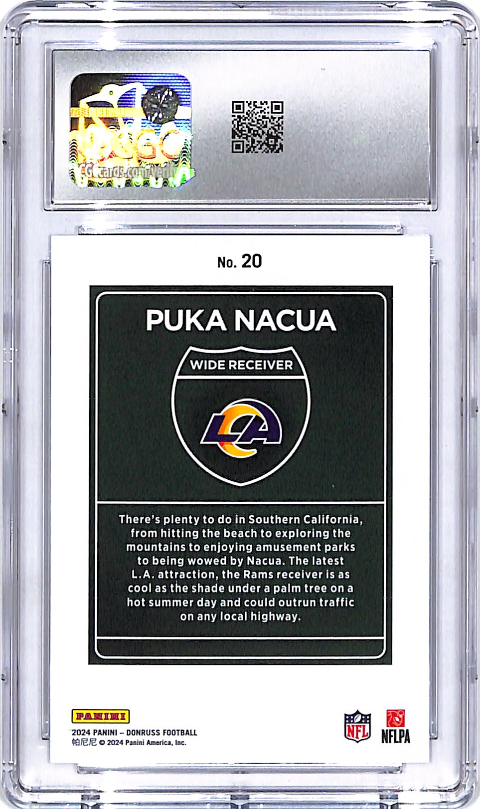 2024 Donruss Puka Nacua Downtown #20 CGC 9 Rams