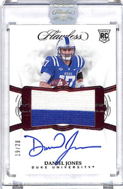 2019 Flawless Collegiate Daniel Jones Auto Autograph Rookie RC Patch Jersey /20 Duke