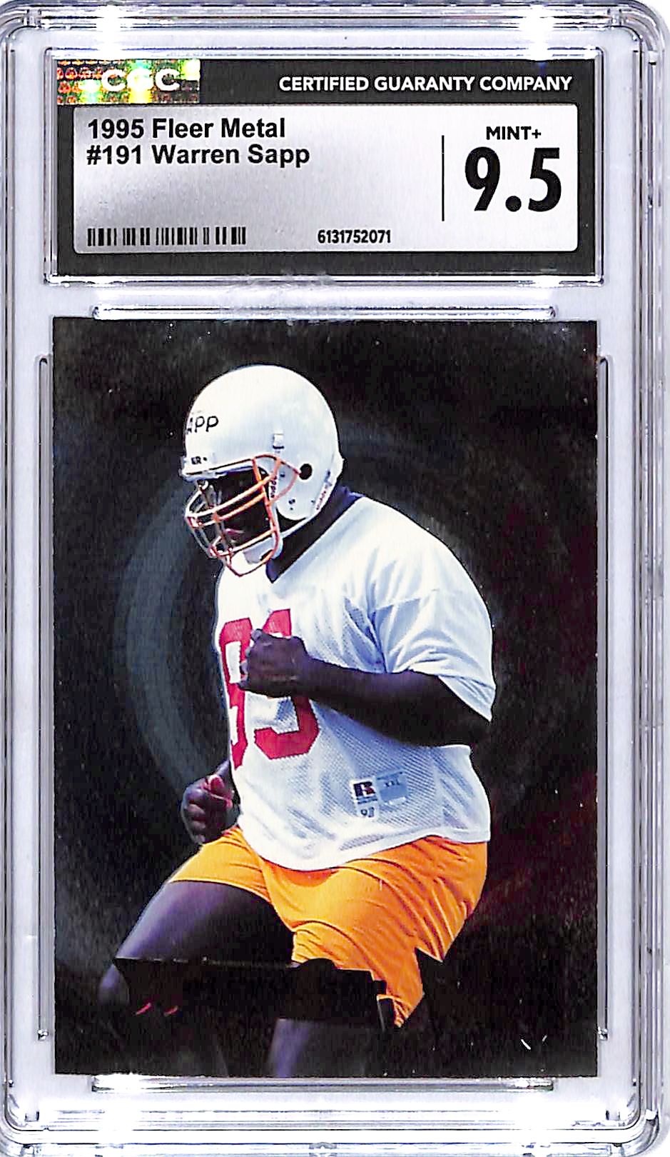 1995 Fleer Metal Warren Sapp Rookie RC #191 CGC 9.5 Buccaneers