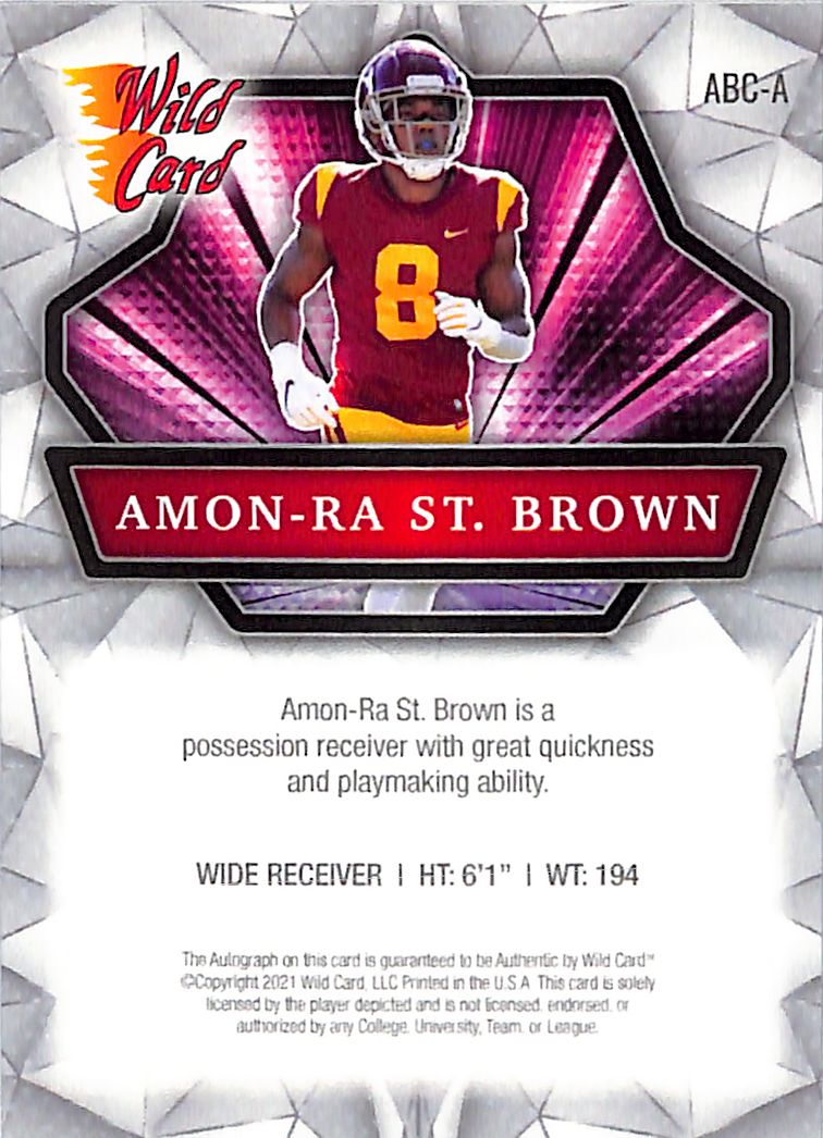 2021 Wild Card Alumination Amon-Ra St Brown Auto Autograph Rookie RC USC