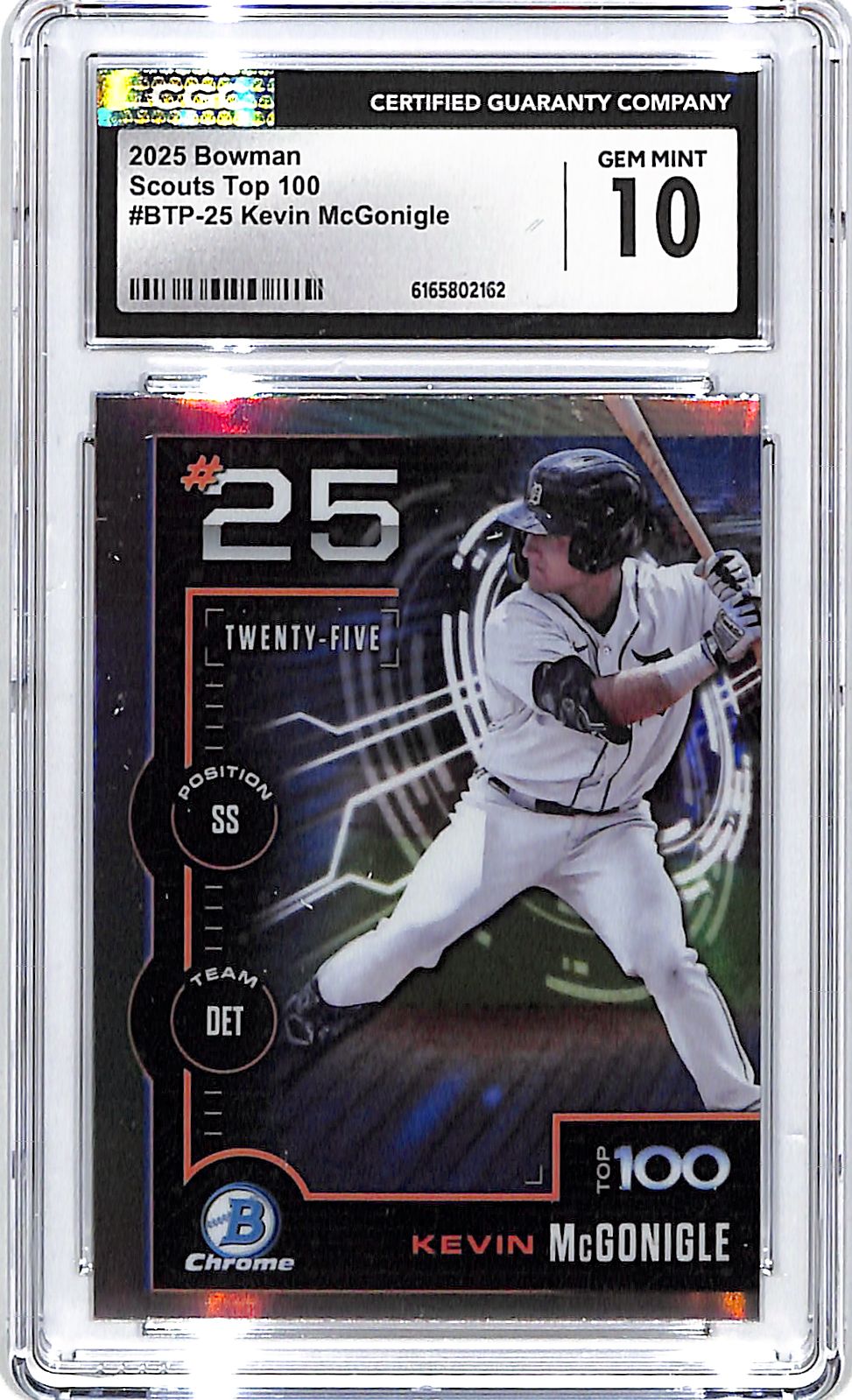 2025 Bowman Chrome Kevin McGonigle Scouts Top 100 Rookie RC CGC 10 Tigers