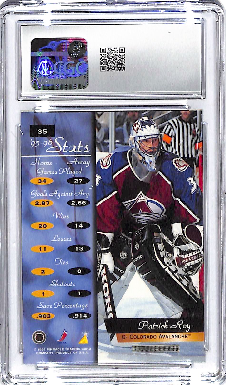 1996-97 Patrick Roy Pinnacle Zenith #35 CGC Mint 9