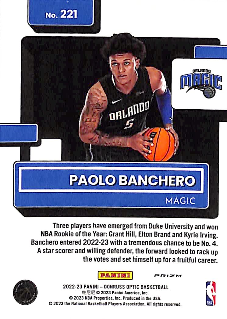 2022-23 Donruss Optic Paolo Banchero Rated Rookie RC Mojo Magic