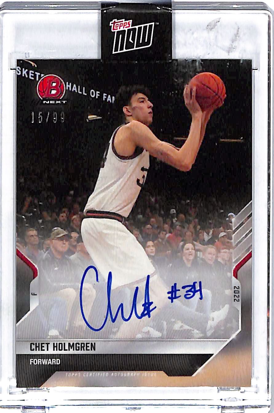 2022 Topps Now Chet Holmgren Bowman Next Auto Autograph Rookie RC /99 Thunder