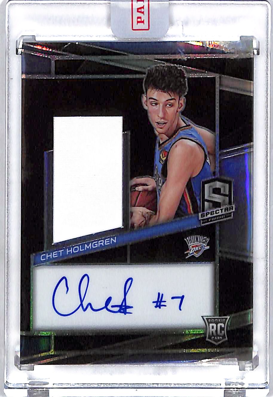 2022-23 Spectra Chet Holmgren Auto Autograph Rookie RC Patch Jersey /99 Thunder