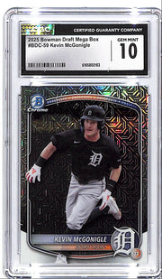 2025 Bowman Draft Chrome Kevin McGonigle Mega Box Mojo Refractor Rookie RC CGC 10 Tigers