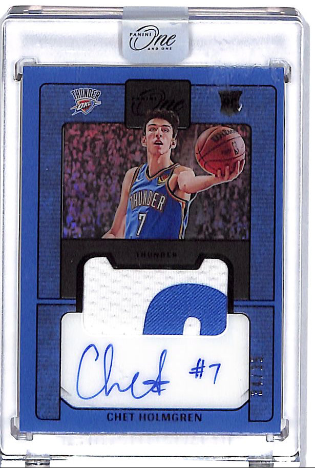 2022-23 Panini One and One Chet Holmgren Auto Autograph Rookie RC Patch Jersey /35 Thunder