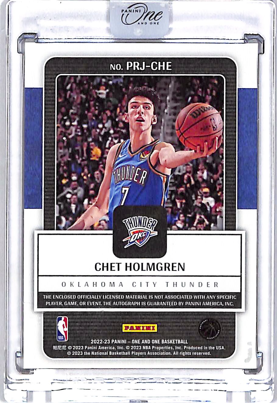 2022-23 Panini One and One Chet Holmgren Auto Autograph Rookie RC Patch Jersey /35 Thunder