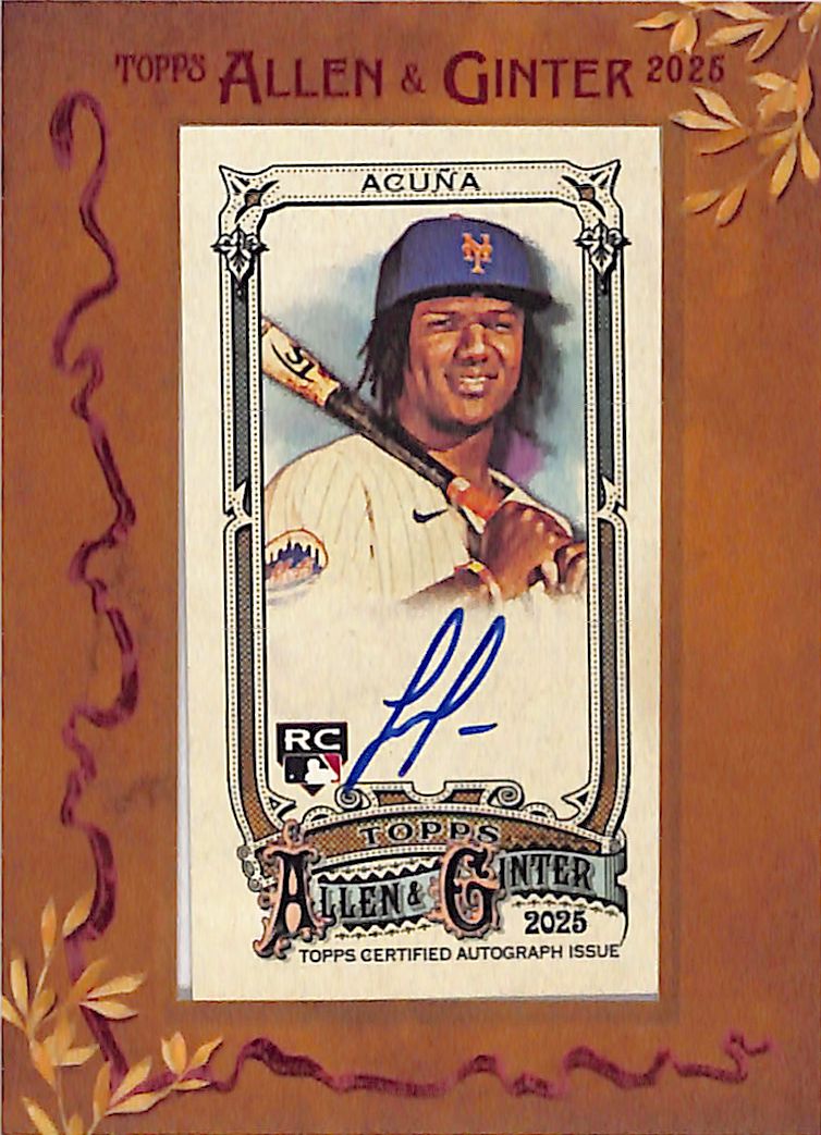 2025 Topps Allen and Ginter Luisangel Acuna Auto Autograph Rookie RC Framed Mini Mets