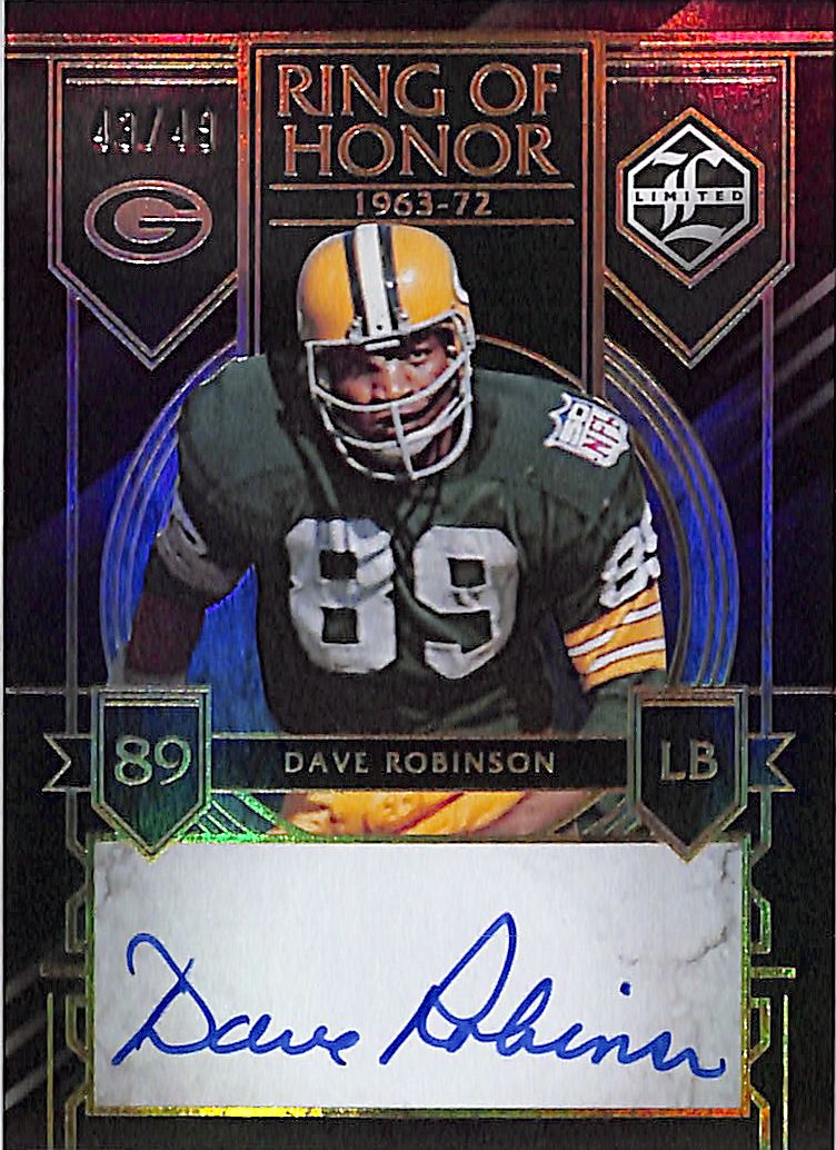 2023 Limited Dave Robinson Auto Autograph Ring of Honor /49 Packers