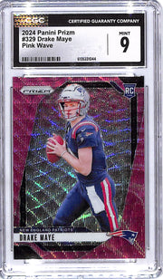 2024 Prizm Drake Maye Pink Wave Rookie RC CGC 9 Patriots