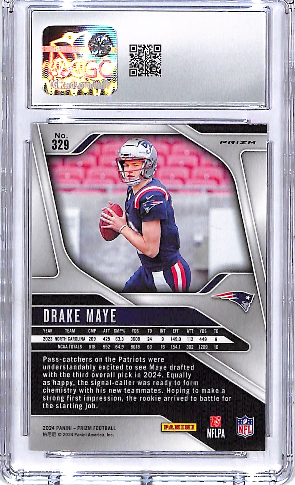 2024 Prizm Drake Maye Pink Wave Rookie RC CGC 9 Patriots