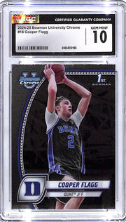 2024-25 Bowman Chrome University Cooper Flagg Rookie RC #16 CGC 10 Duke