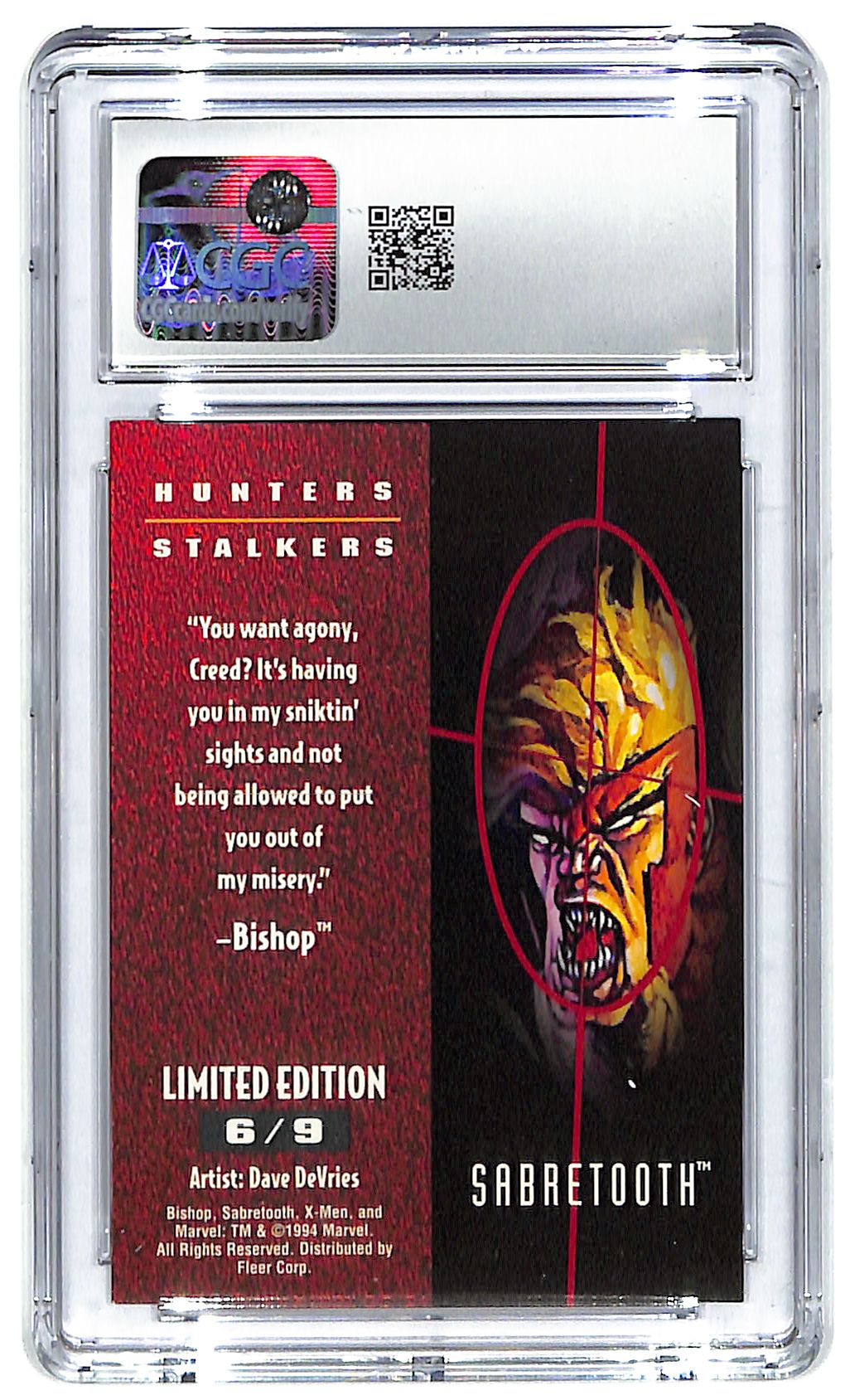1994 Sabretooth Fleer Ultra X-Men '95 Hunters & Stalkers Rainbow #6/9 CGC Mint 9
