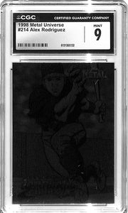 1998 Alex Rodriguez Metal Universe #214 CGC Mint 9