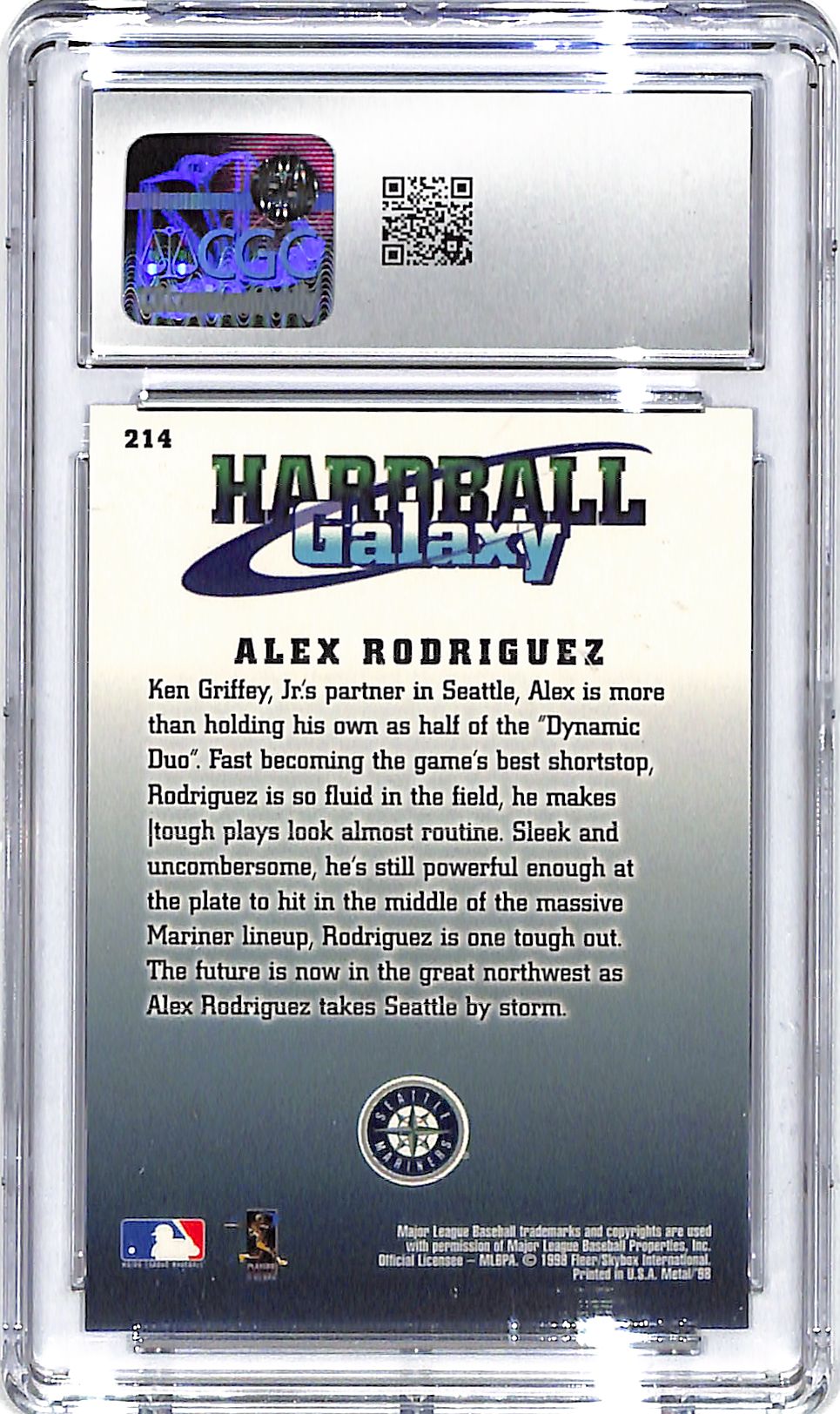 1998 Alex Rodriguez Metal Universe #214 CGC Mint 9