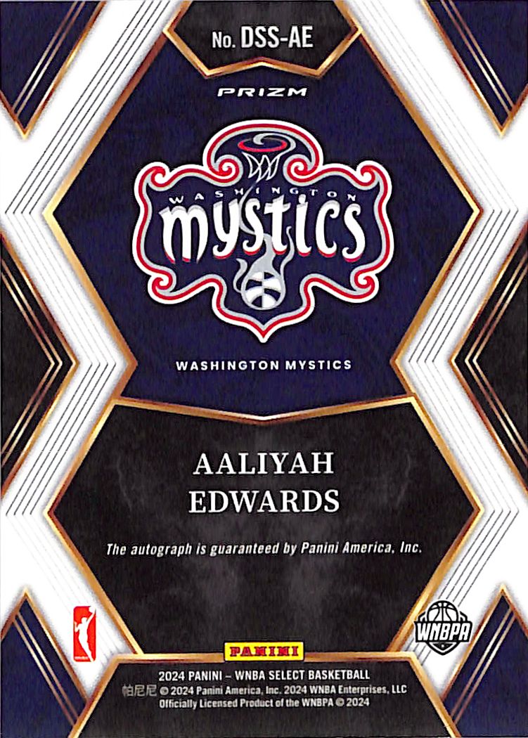 2024 Select WNBA Aaliyah Edwards Auto Autograph Draft Selections Rookie RC