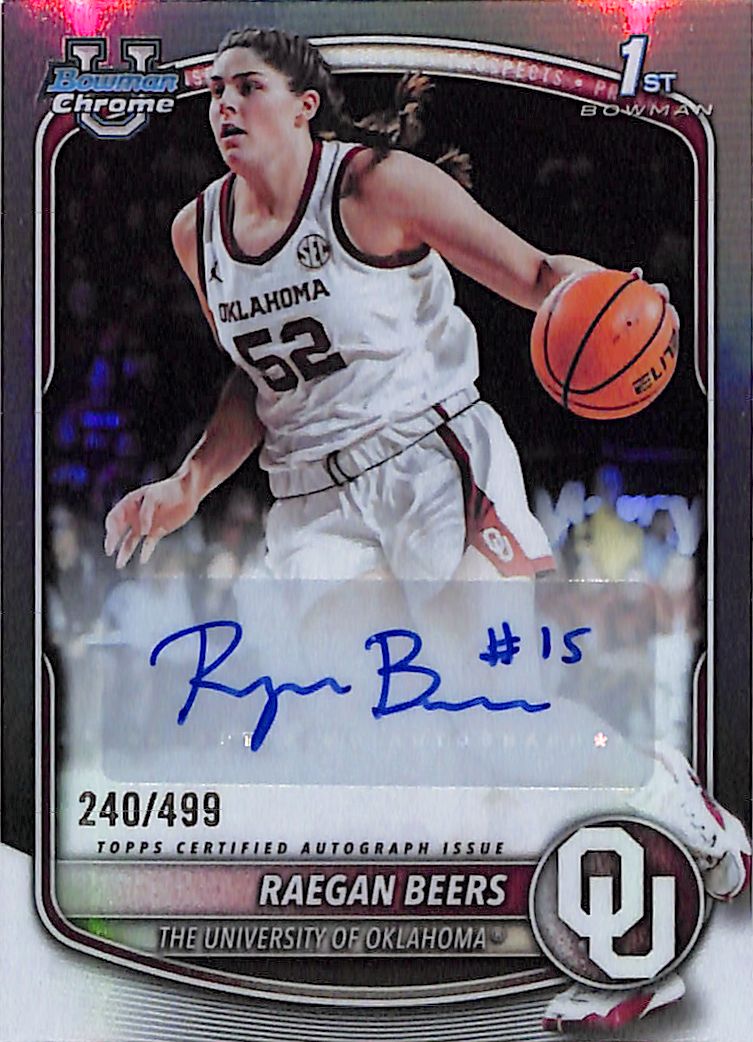 2025-26 Bowman Chrome University Raegan Beers Auto Autograph Rookie RC Refractor /499