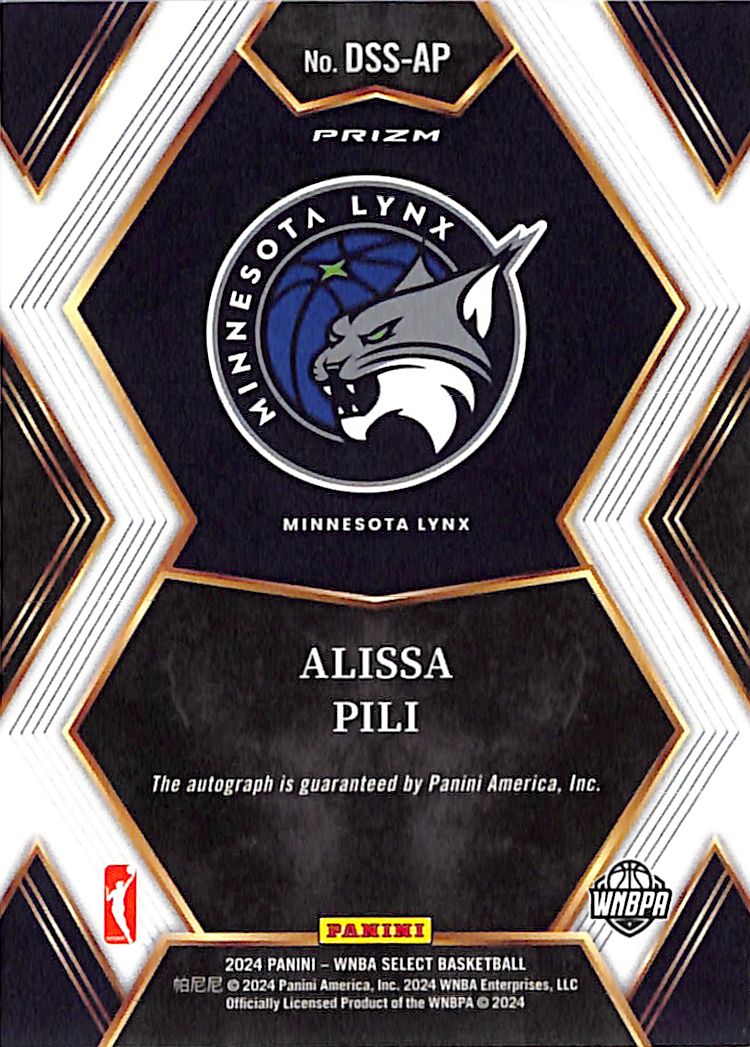 2024 Select WNBA Alissa Pili Auto Autograph Rookie RC Draft Selections Silver