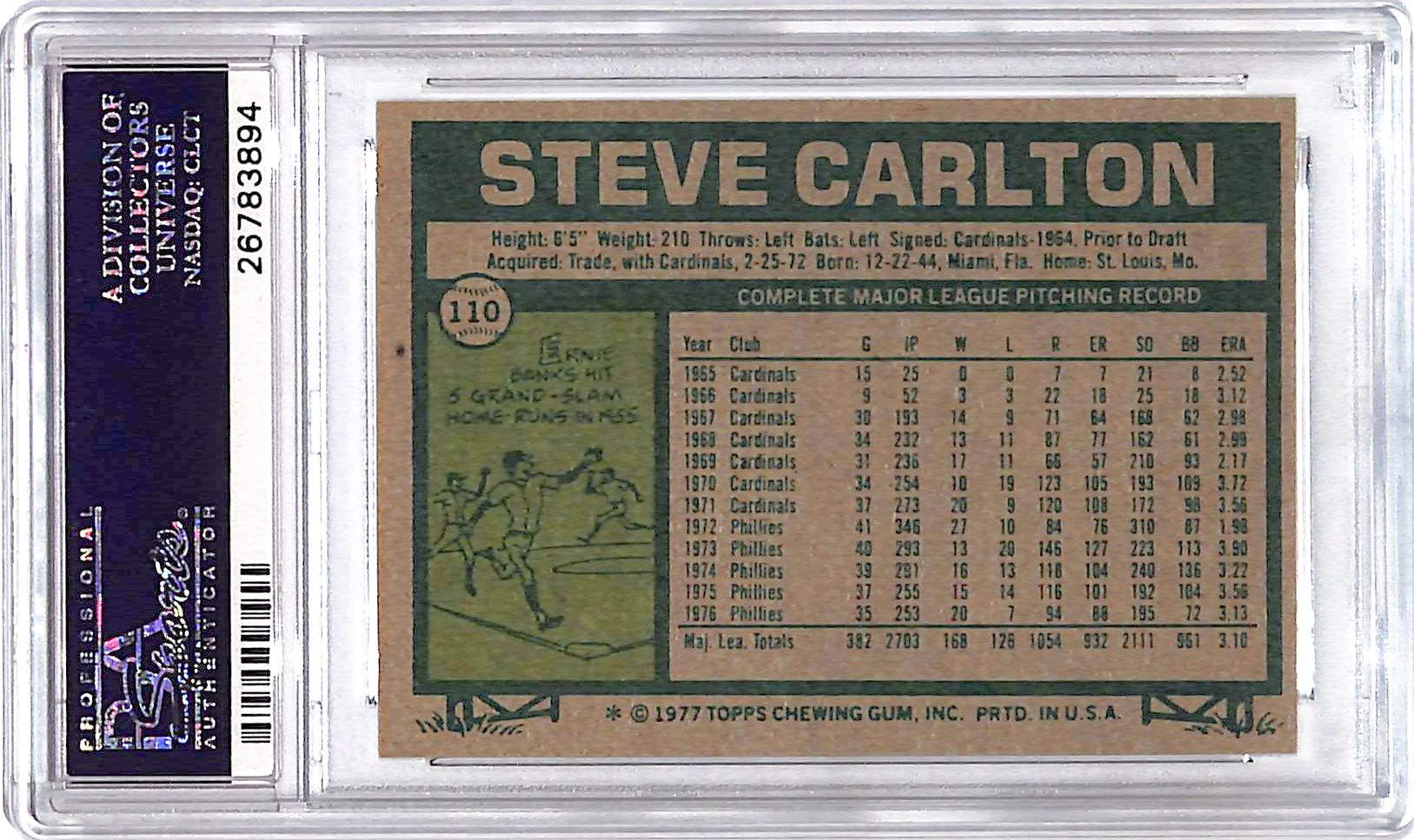 1977 Topps Steve Carlton #110 PSA 9 Phillies