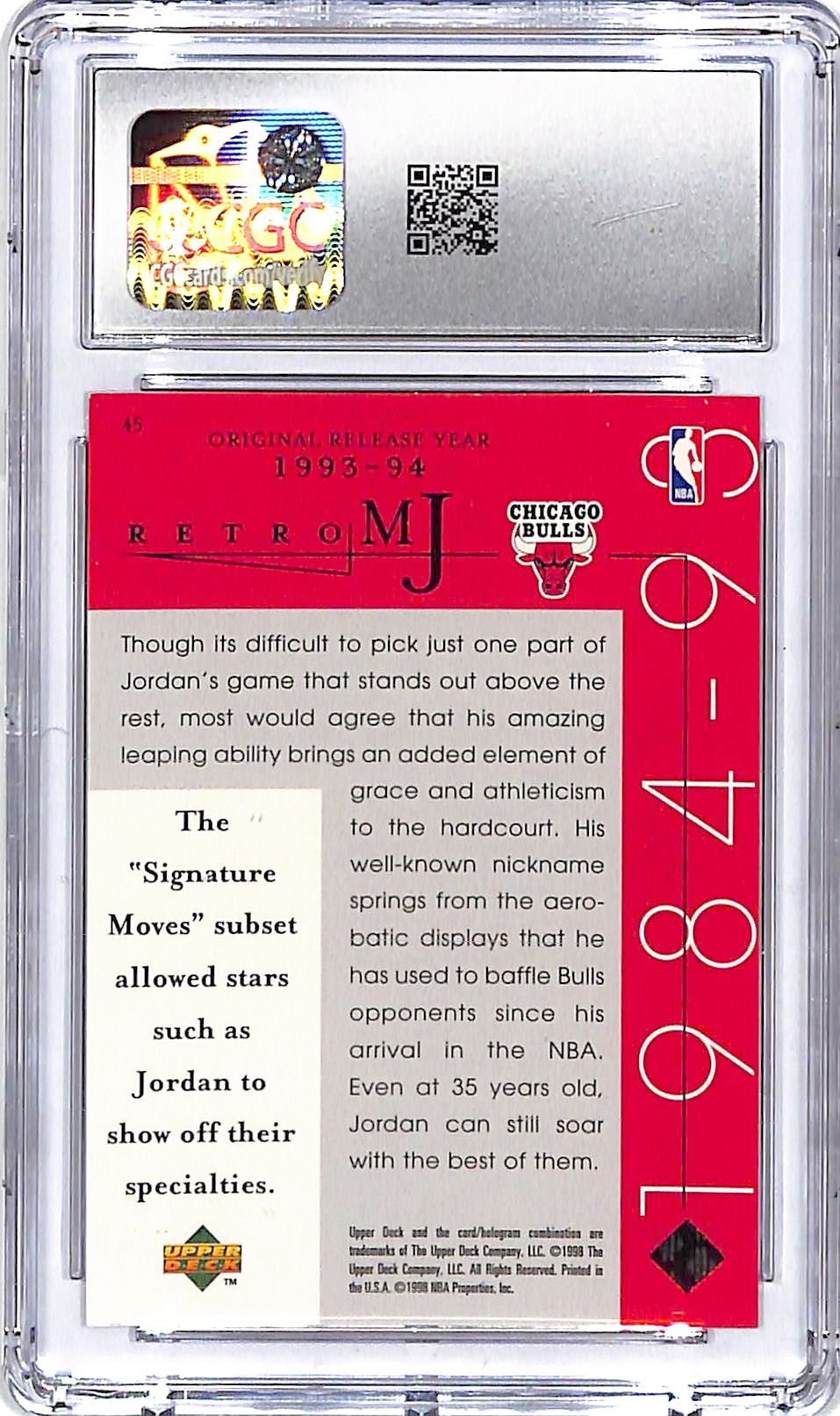 1998 Upper Deck MJ Career Collection Michael Jordan #45 CGC 10 Bulls