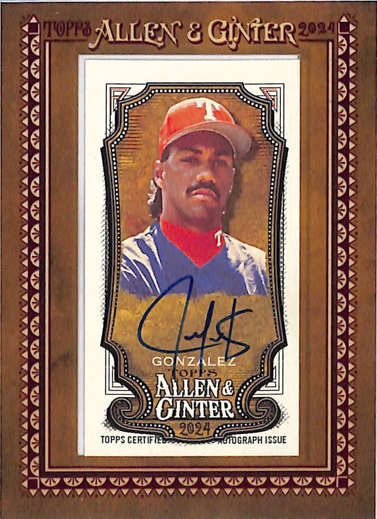 2024 Topps Allen and Ginter Juan Gonzalez Mini Framed Auto Autograph Rangers