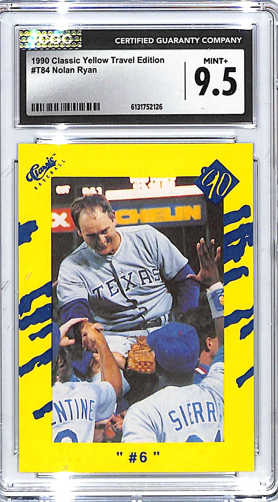 1990 Classic Yellow Travel Edition Nolan Ryan #T84 CGC 9.5 Rangers