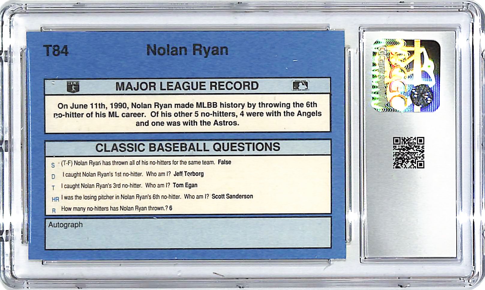 1990 Classic Yellow Travel Edition Nolan Ryan #T84 CGC 9.5 Rangers