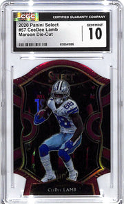 2020 Select CeeDee Lamb Rookie RC Maroon Die Cut CGC 10 Cowboys