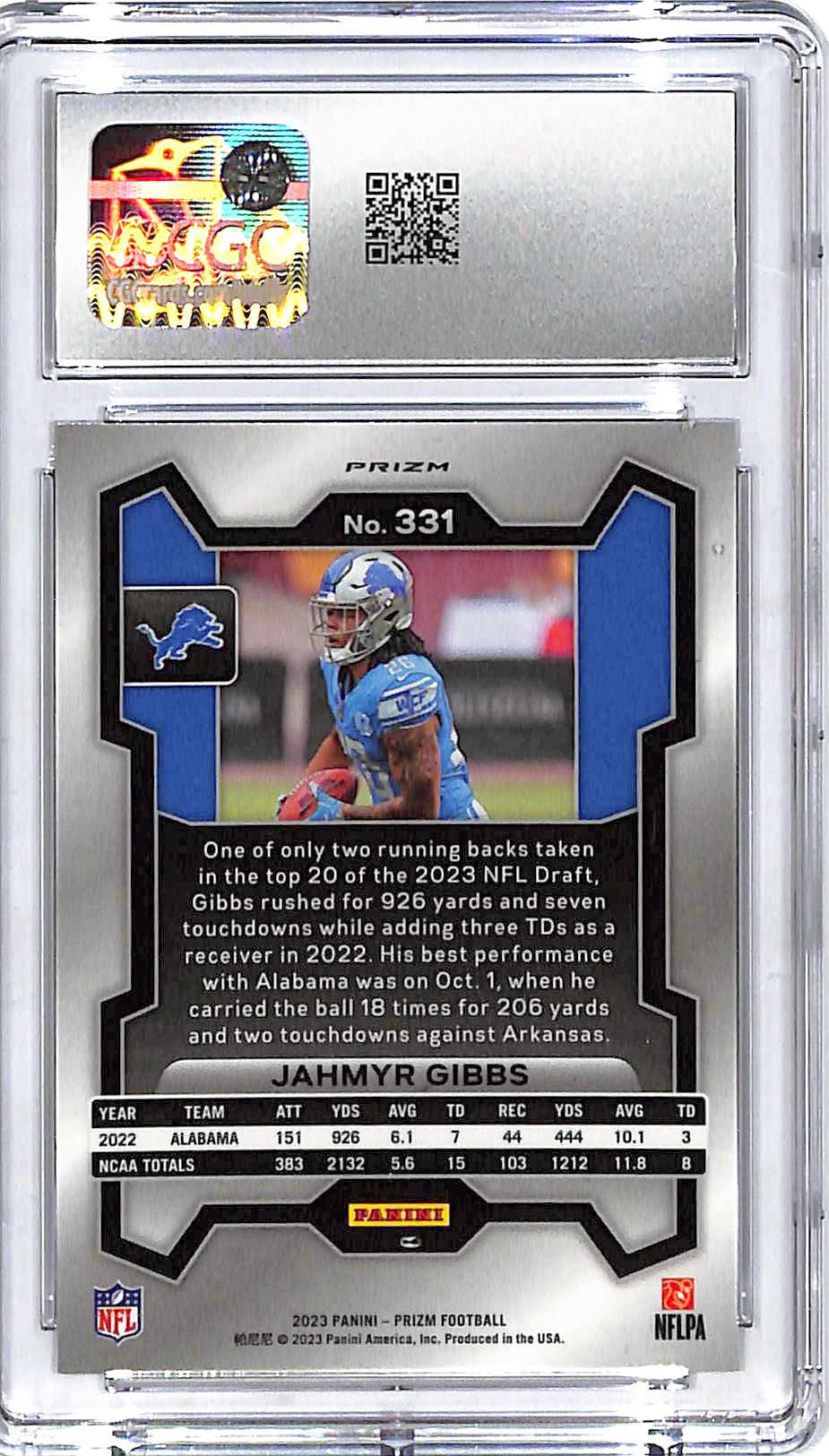 2023 Prizm Jammer Gibbs Rookie RC Silver CGC 10 Lions