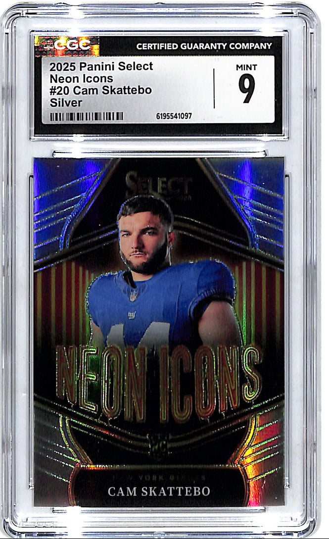 2025 Select Cam Skattebo Neon Icons Silver Rookie RC CGC 9 Giants