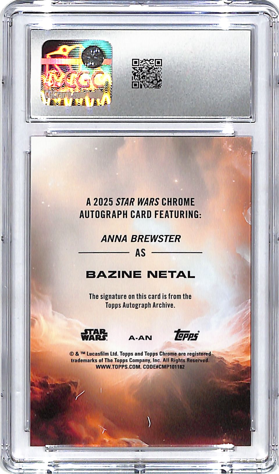 2025 Topps Chrome Star Wars Bazine Netal Anna Brewster Auto Autogrpah Red CGC 9 /5 Refractor