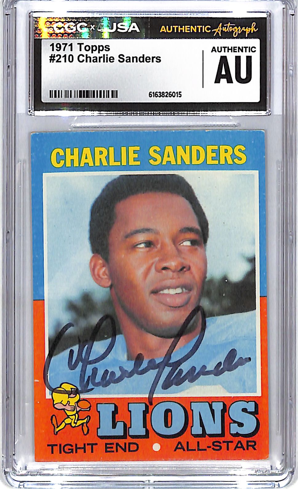 1971 Topps Charlie Sanders Auto Autograph CGC Authentic Lions