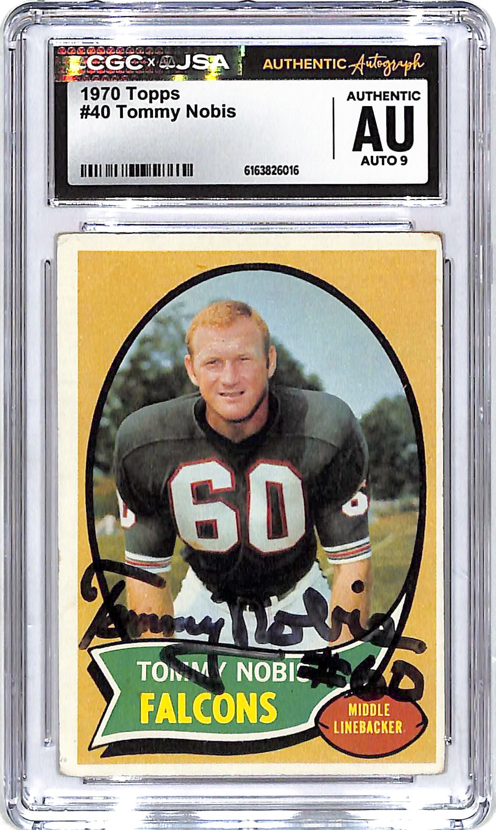 1970 Topps Tommy Nobis Auto Autograph CGC Authentic Falcons