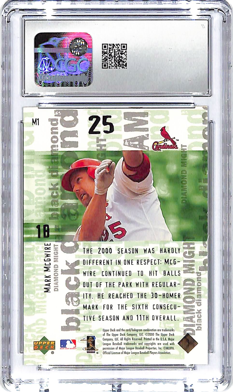 2000 Mark McGwire UD Black Diamond Diamond Might #M1 CGC Mint Plus 9.5
