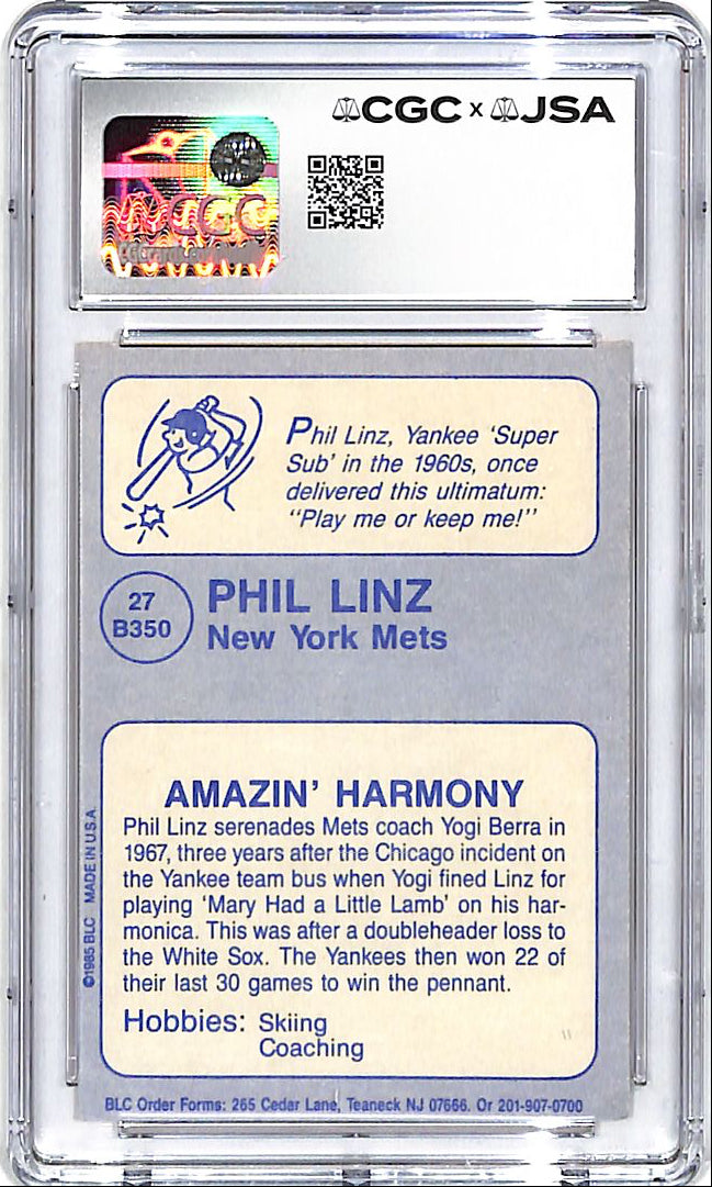Phill Linz Signed Custom Trading Card Auto Autograph CGC Authentic Mets