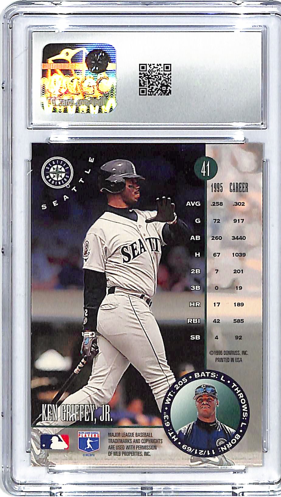 1996 Leaf Ken Griffey Jr #41 CGC 9.5 Mariners