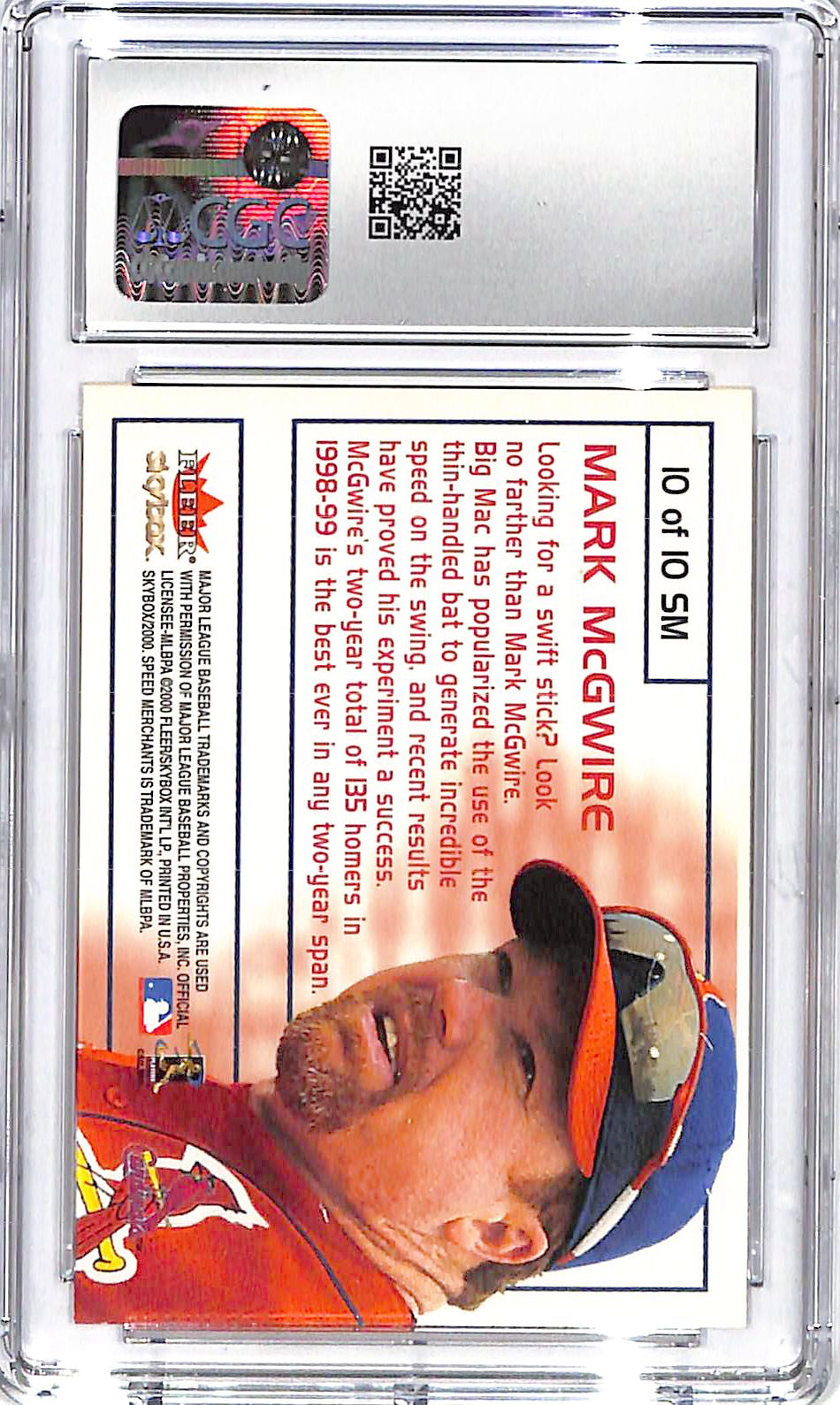 2000 Mark McGwire Skybox Speed Machine #SM10 CGC Mint Plus 9.5